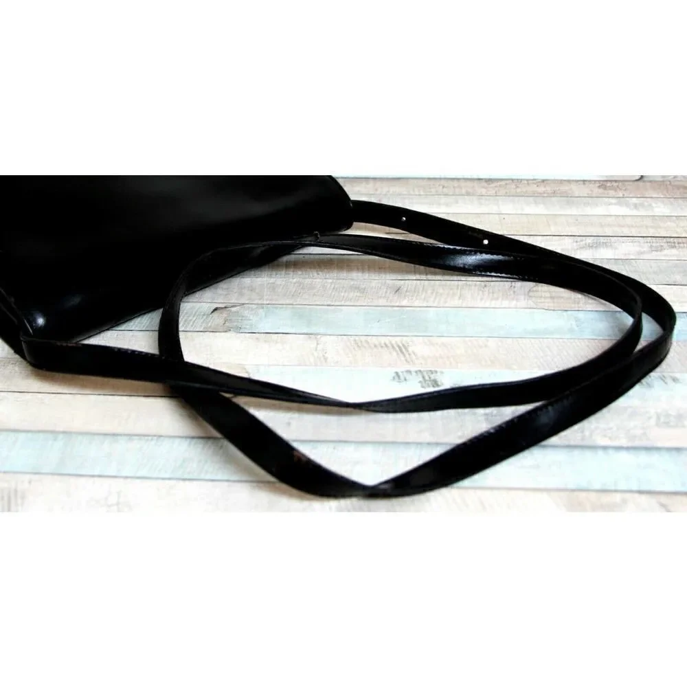 CRISTIAN Italy BLACK SMOOTH GENUINE LEATHER FLAP SHOULDER BAG CROSSBODY CLUTCH